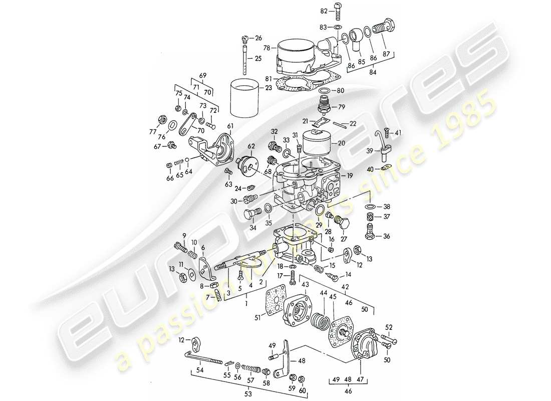 a part diagram from the porsche 1958 (356/356a) parts catalogue