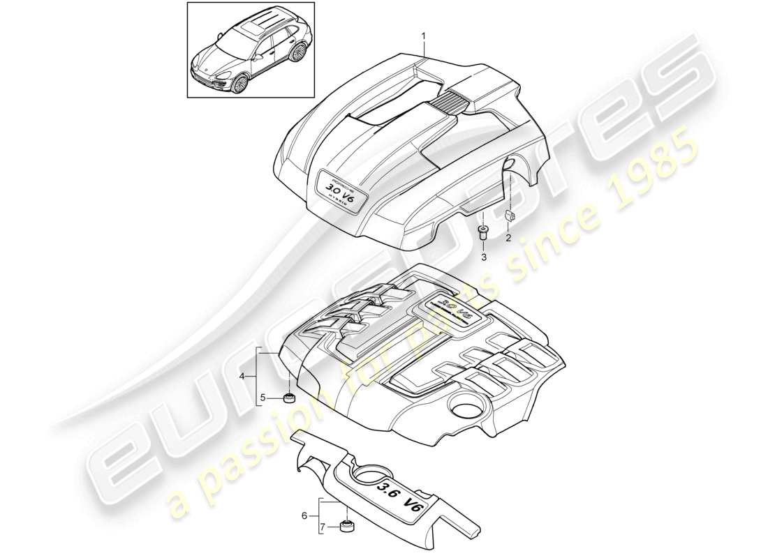 a part diagram from the porsche 2015 (cayenne e2 92a) parts catalogue
