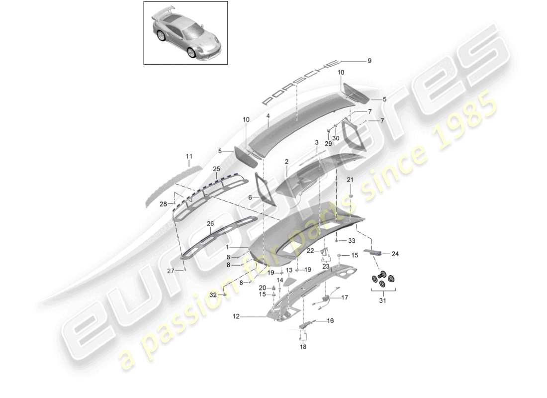 a part diagram from the porsche 991 parts catalogue