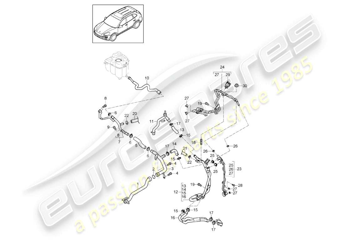 a part diagram from the porsche 2014 (cayenne e2 92a) parts catalogue