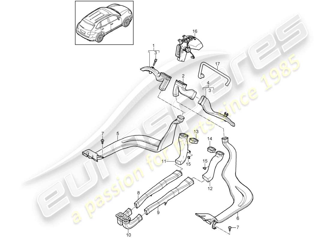 a part diagram from the porsche 2016 (cayenne e2 92a) parts catalogue
