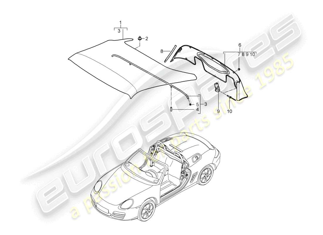 a part diagram from the porsche 2011 (987 boxster) parts catalogue