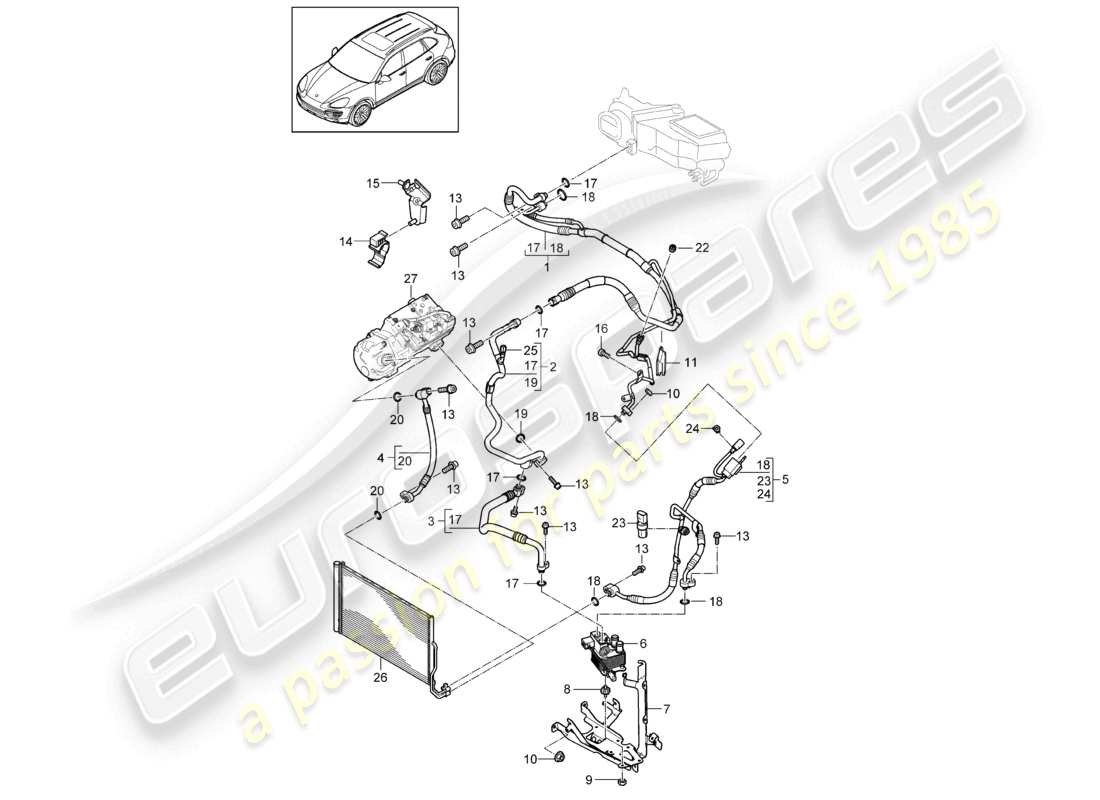 a part diagram from the porsche 2014 (cayenne e2 92a) parts catalogue