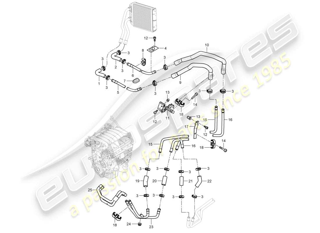 a part diagram from the porsche 2008 (cayenne e1 9pa) parts catalogue