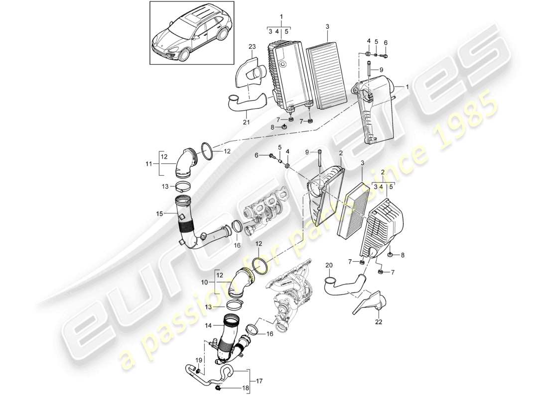 a part diagram from the porsche cayenne parts catalogue