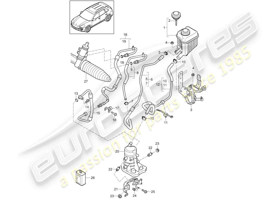 a part diagram from the porsche 2012 (cayenne e2 92a) parts catalogue