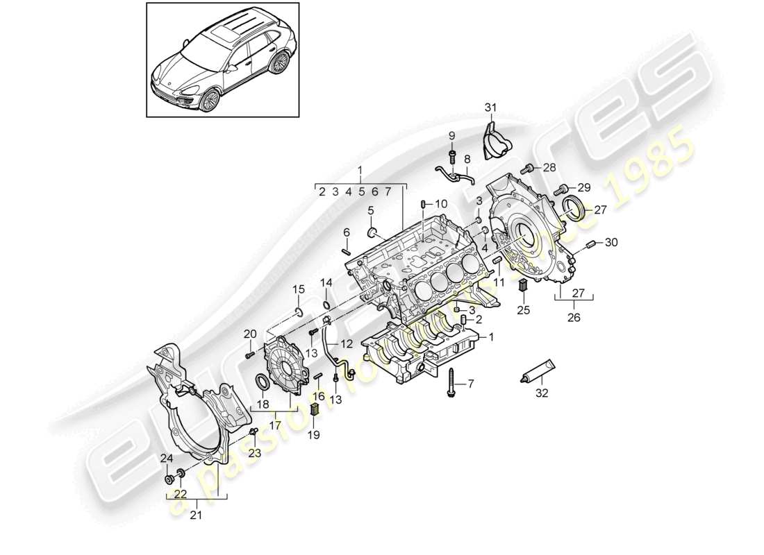 a part diagram from the porsche 2014 (cayenne e2 92a) parts catalogue