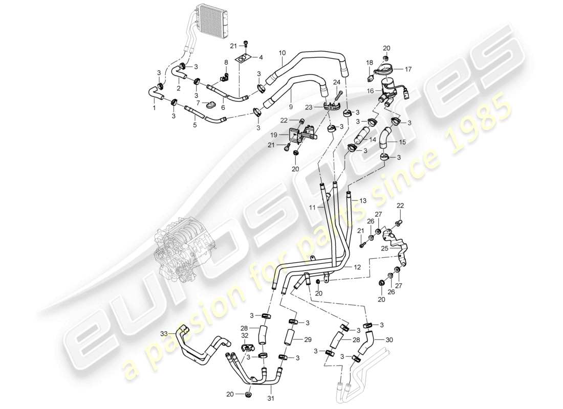 a part diagram from the porsche 2008 (cayenne e1 9pa) parts catalogue