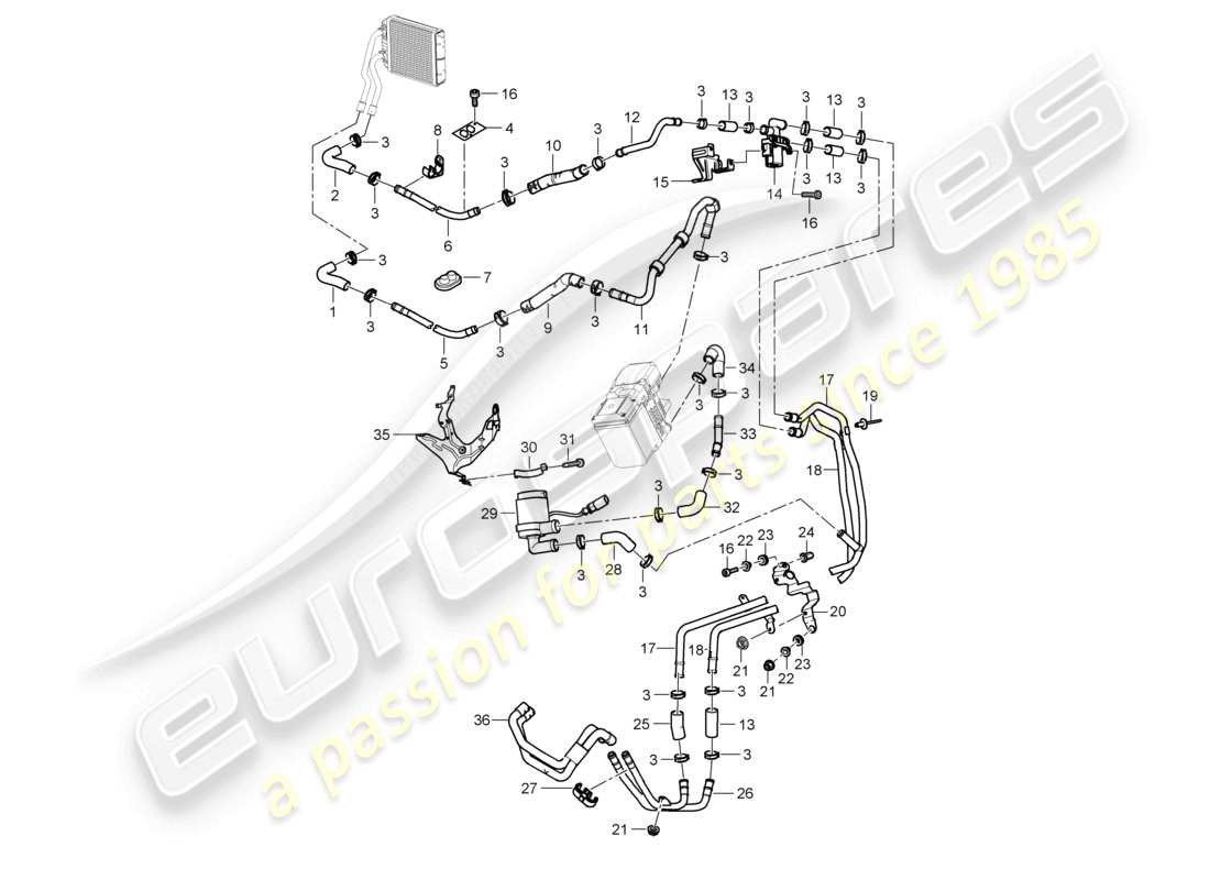 a part diagram from the porsche 2004 (cayenne e1 9pa) parts catalogue