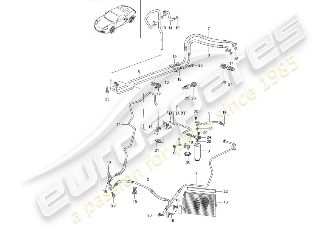 a part diagram from the porsche 2007 (987 boxster) parts catalogue