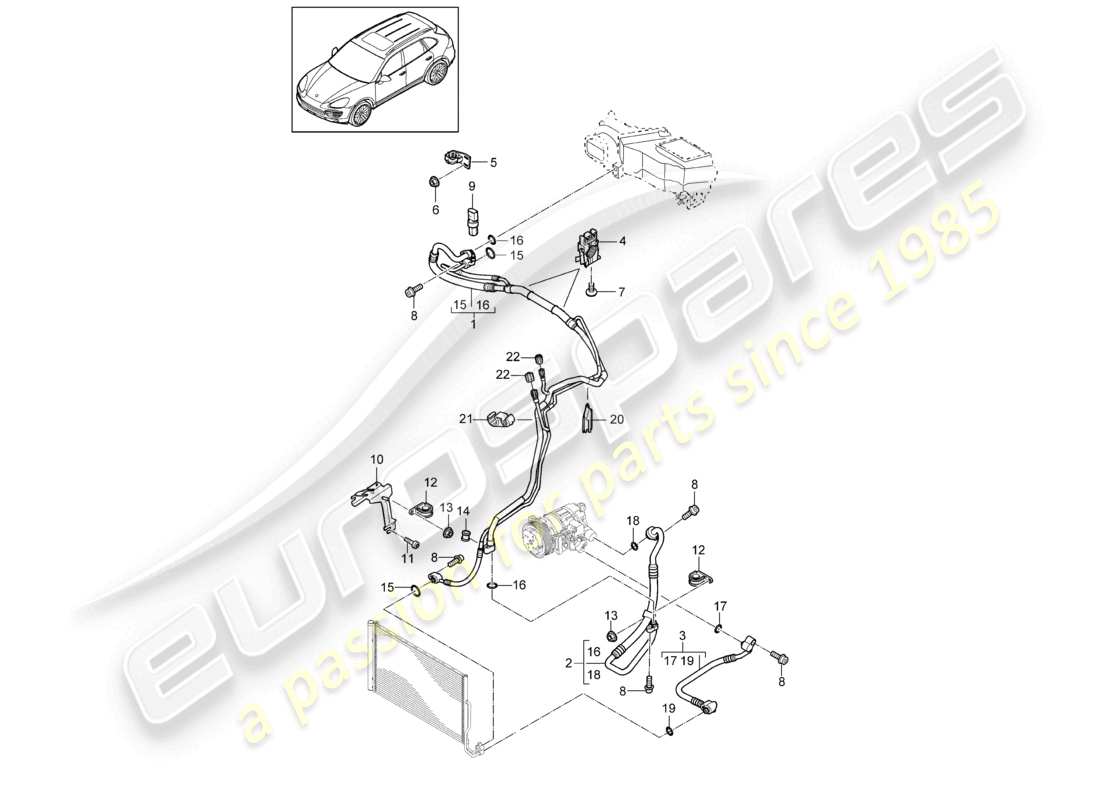 a part diagram from the porsche 2013 (cayenne e2 92a) parts catalogue