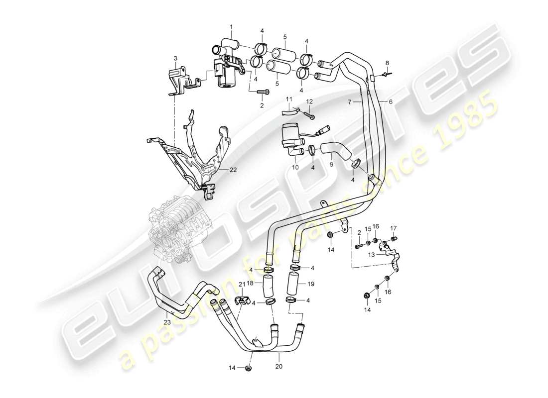 a part diagram from the porsche 2008 (cayenne e1 9pa) parts catalogue