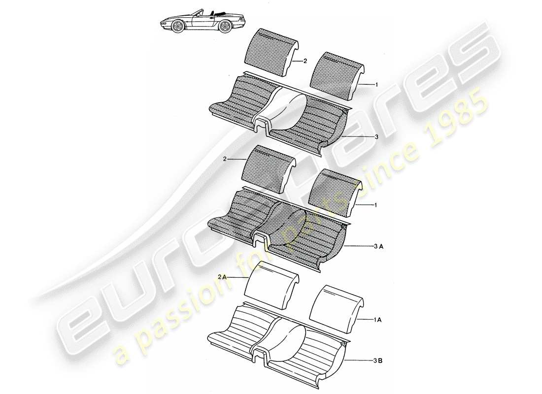 a part diagram from the porsche 1992 (seats for 944/968/911/928) parts catalogue