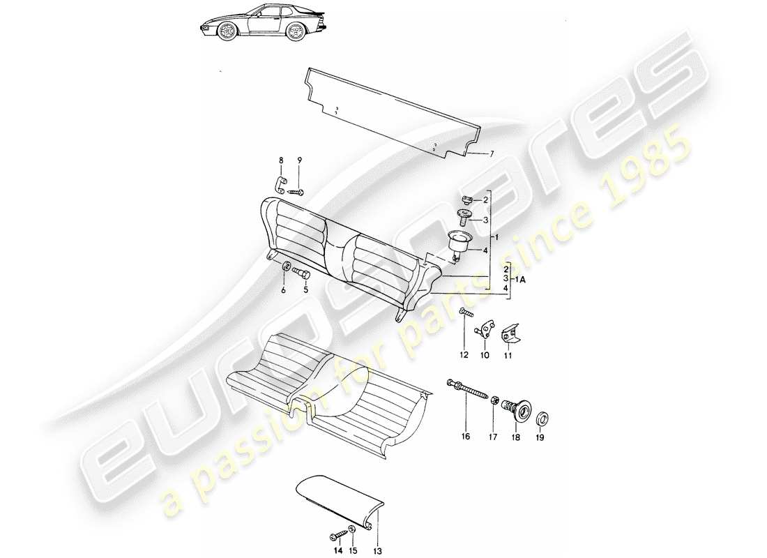 a part diagram from the porsche 1991 (seats for 944/968/911/928) parts catalogue