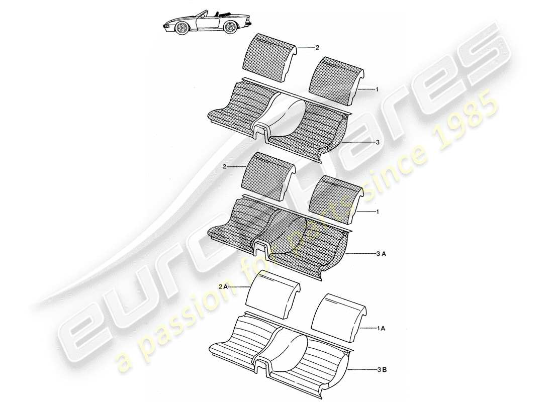 a part diagram from the porsche 1992 (seats for 944/968/911/928) parts catalogue