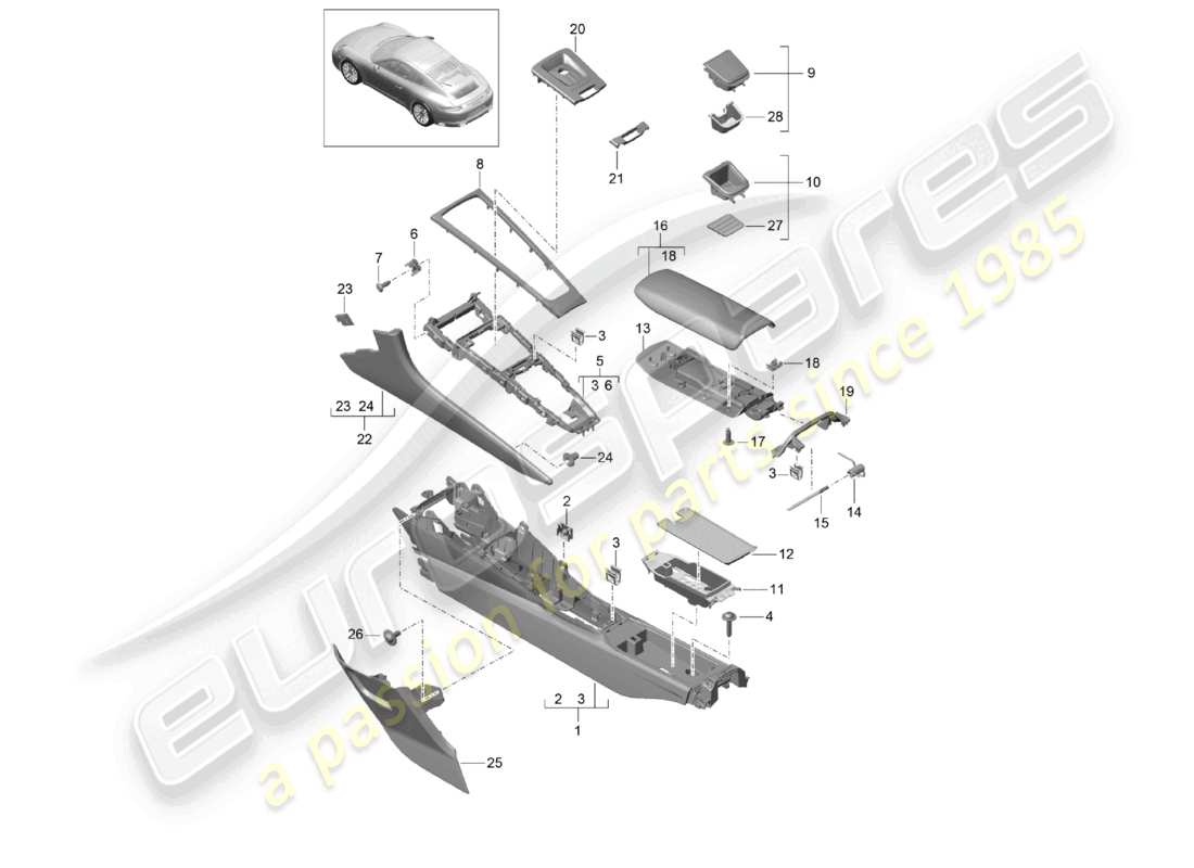 a part diagram from the porsche 991 parts catalogue