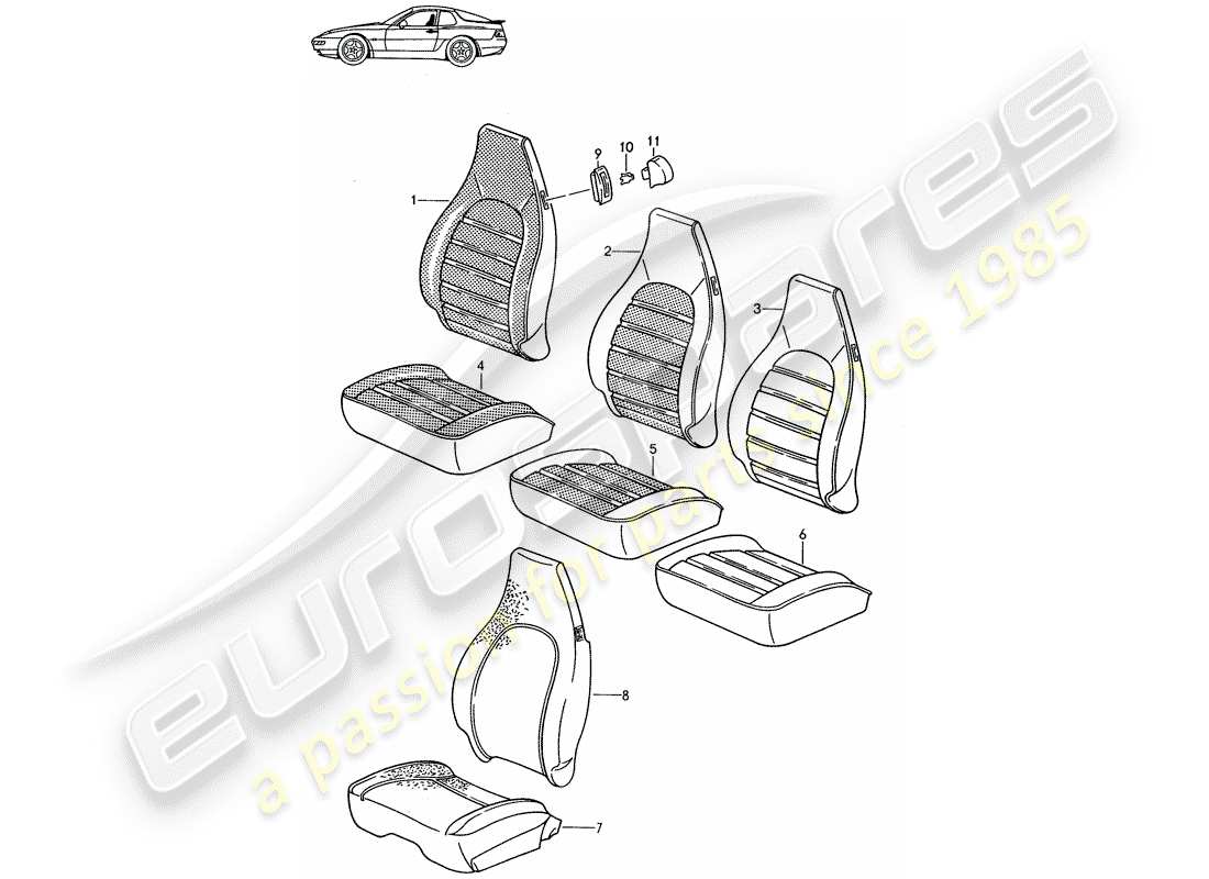 a part diagram from the porsche accessories and tequipment parts catalogue
