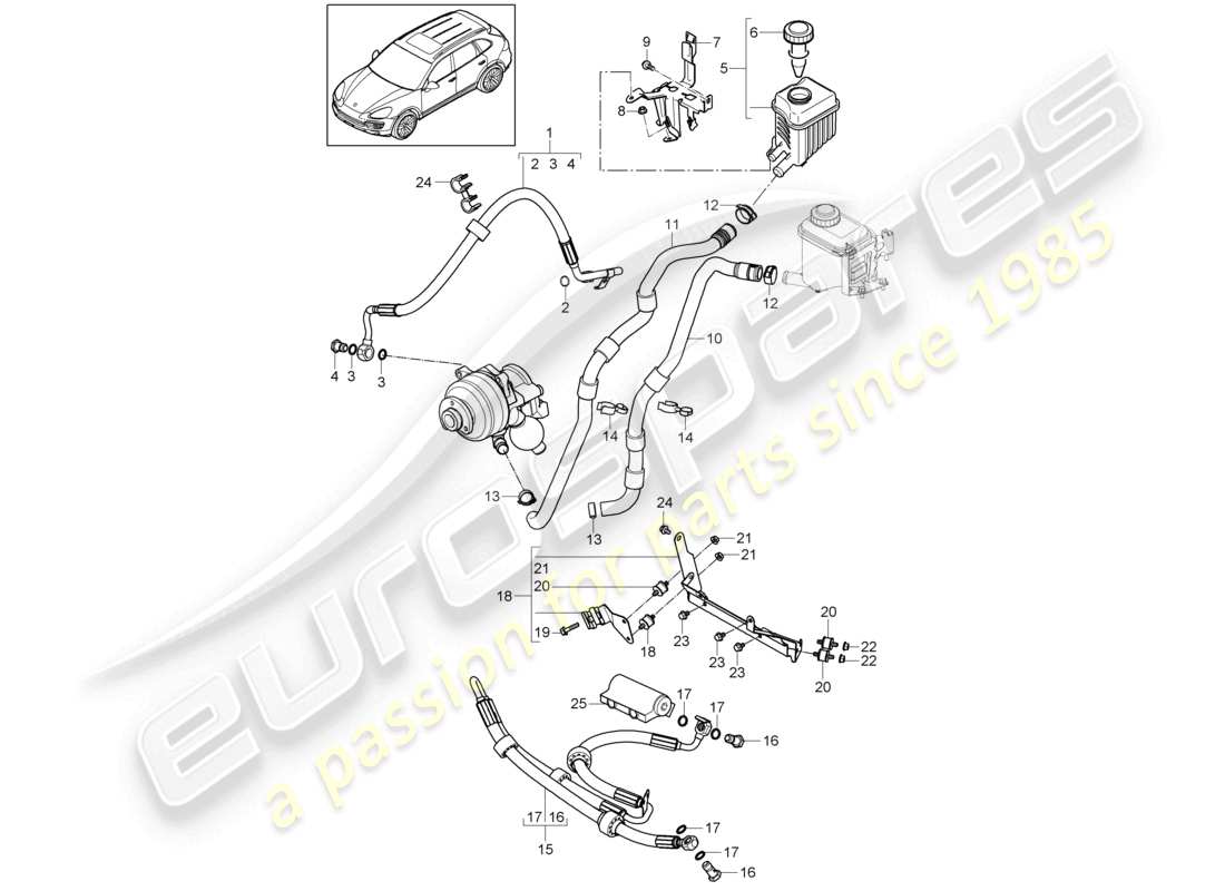 a part diagram from the porsche 2013 (cayenne e2 92a) parts catalogue