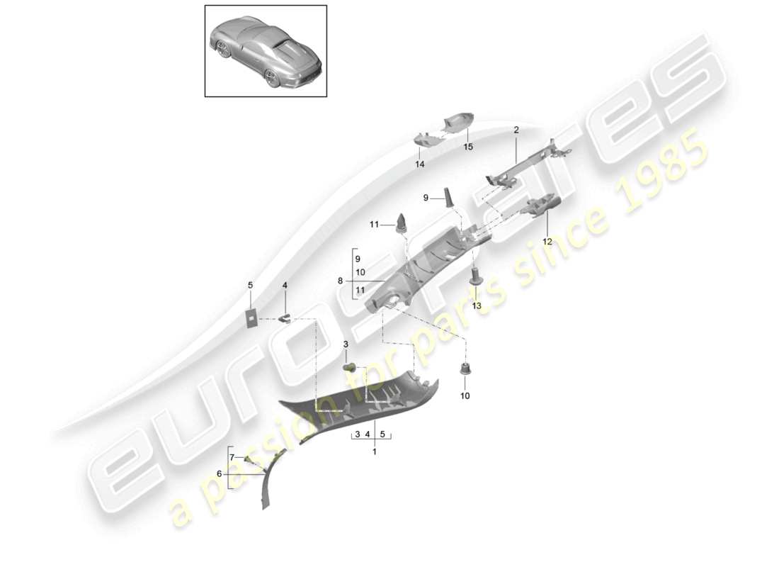 a part diagram from the porsche 2018 (991-2 r/gt3/rs) parts catalogue