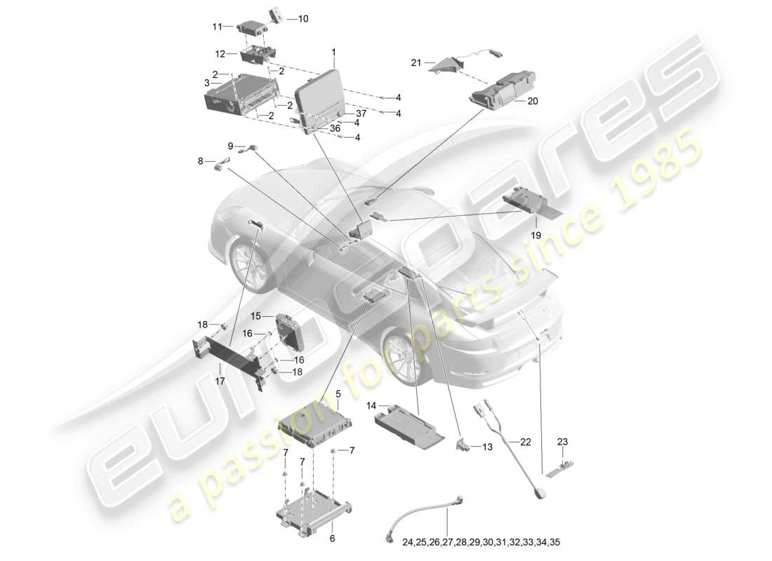 a part diagram from the porsche 2015 (991-1 r/gt3/rs) parts catalogue