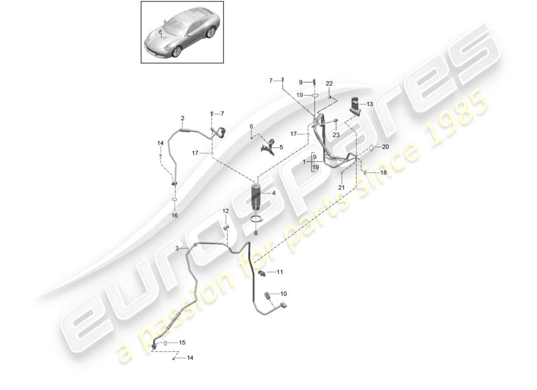 a part diagram from the porsche 991 parts catalogue