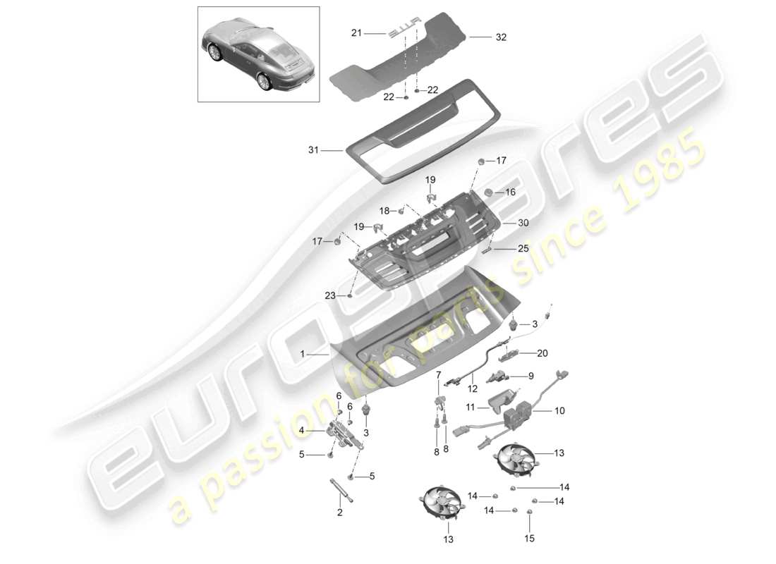 a part diagram from the porsche 991 parts catalogue