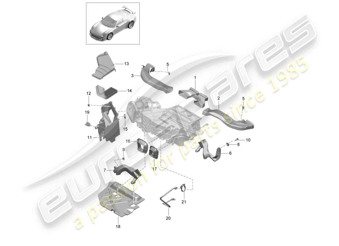 a part diagram from the porsche 2014 (991-1 r/gt3/rs) parts catalogue