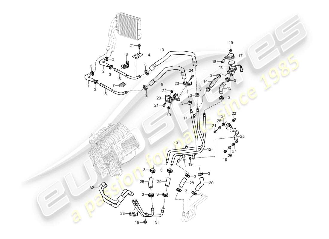 a part diagram from the porsche 2004 (cayenne e1 9pa) parts catalogue