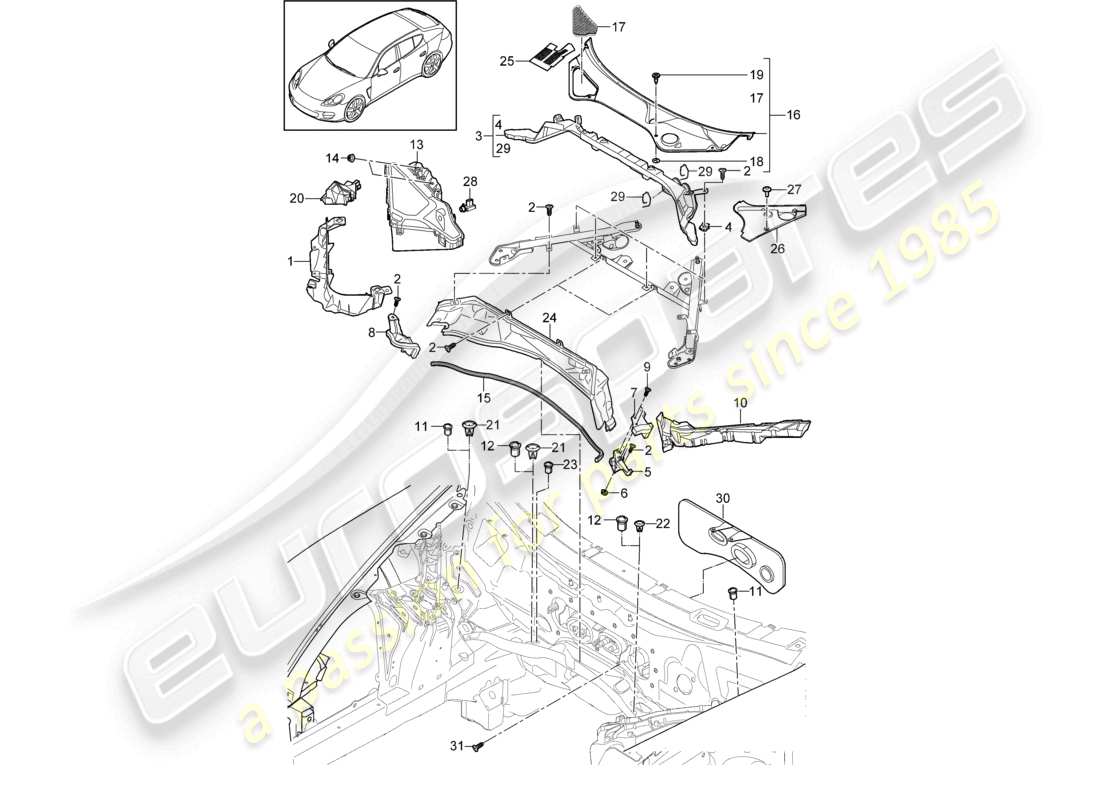 VIEW PARTS DIAGRAMS FROM THE PORSCHE PANAMERA PARTS CATALOGUE a part diagram from the porsche panamera parts catalogue