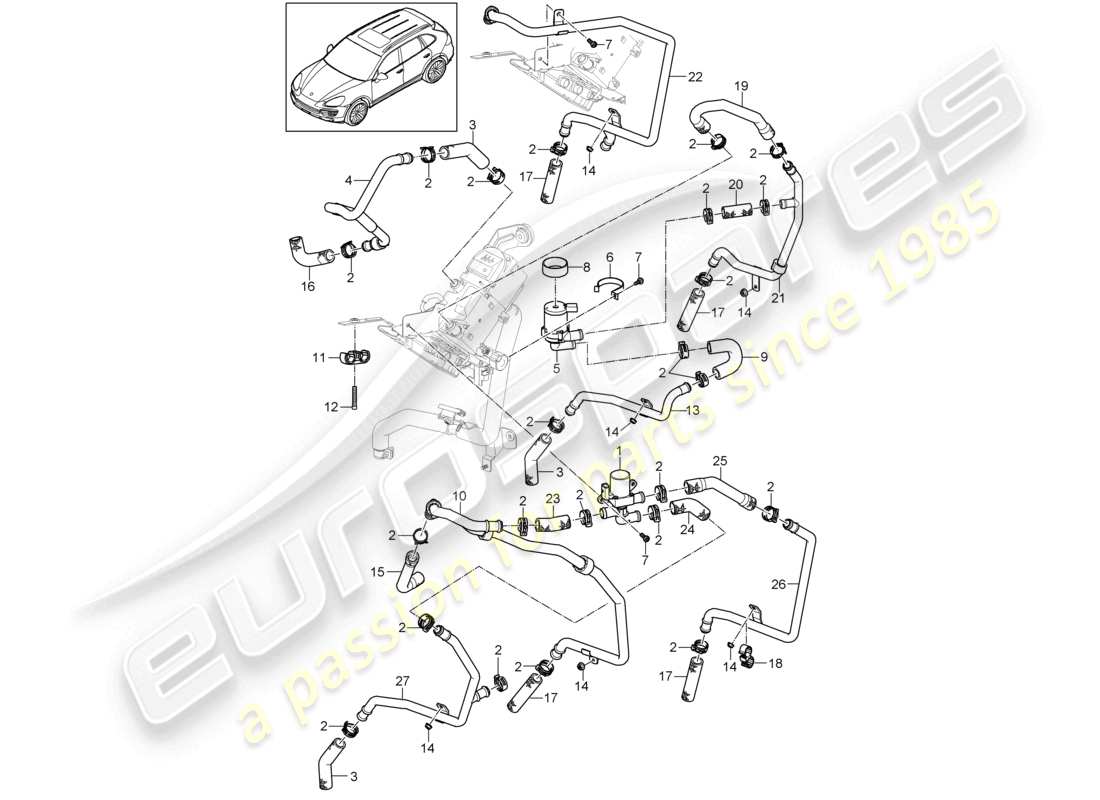 a part diagram from the porsche 2013 (cayenne e2 92a) parts catalogue