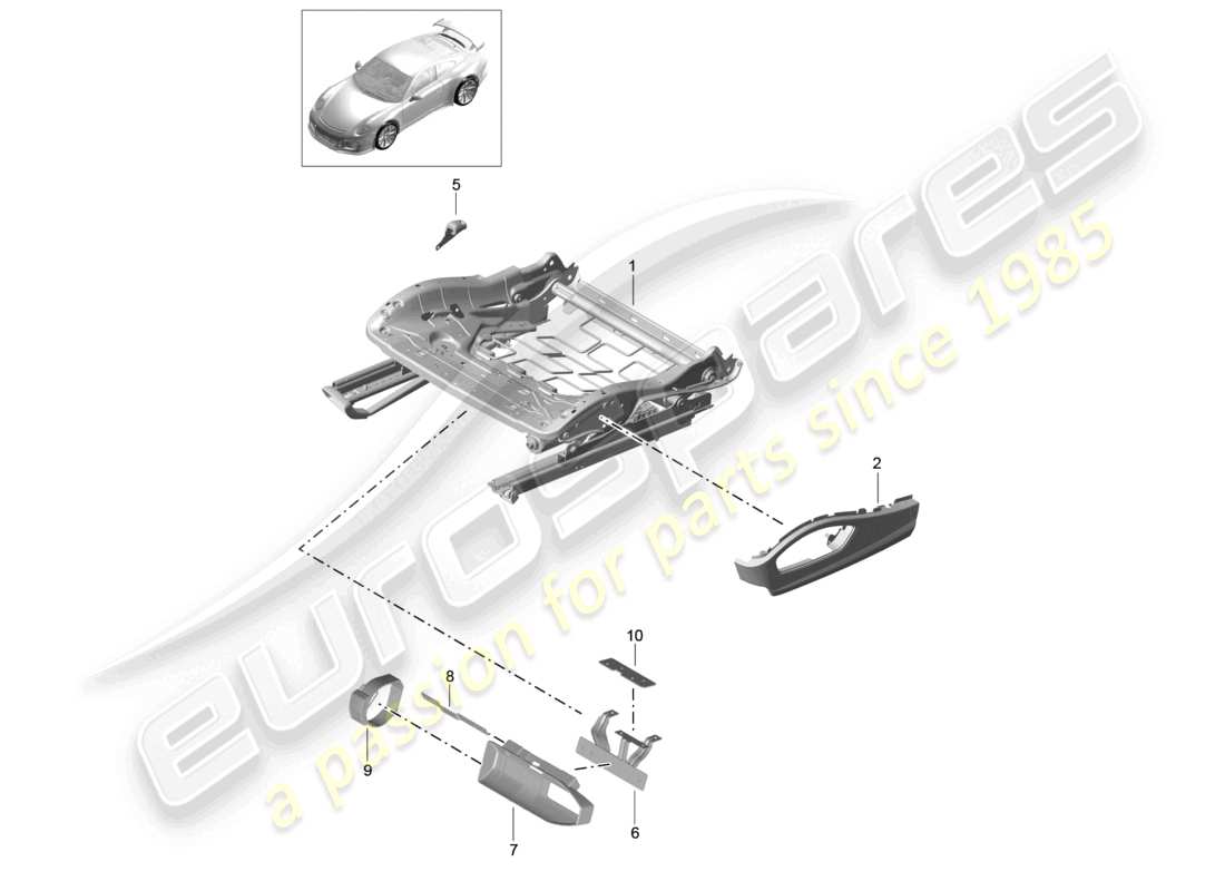 a part diagram from the porsche 2014 (991-1 r/gt3/rs) parts catalogue