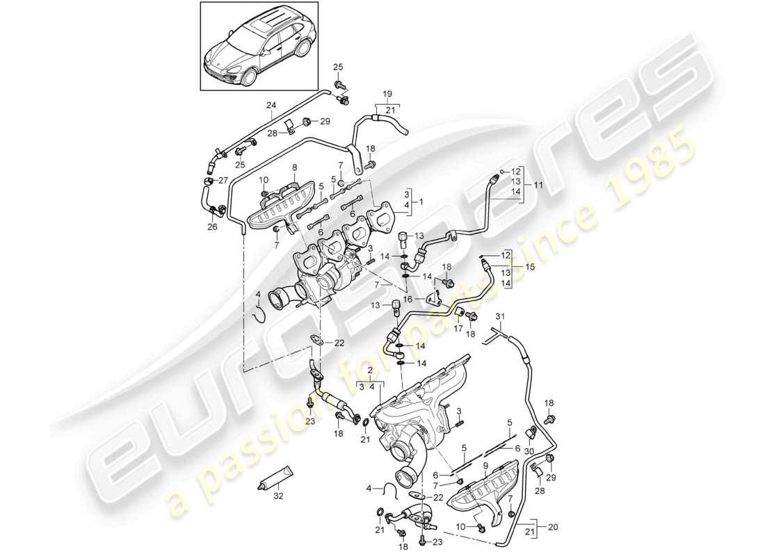 a part diagram from the porsche 2014 (cayenne e2 92a) parts catalogue