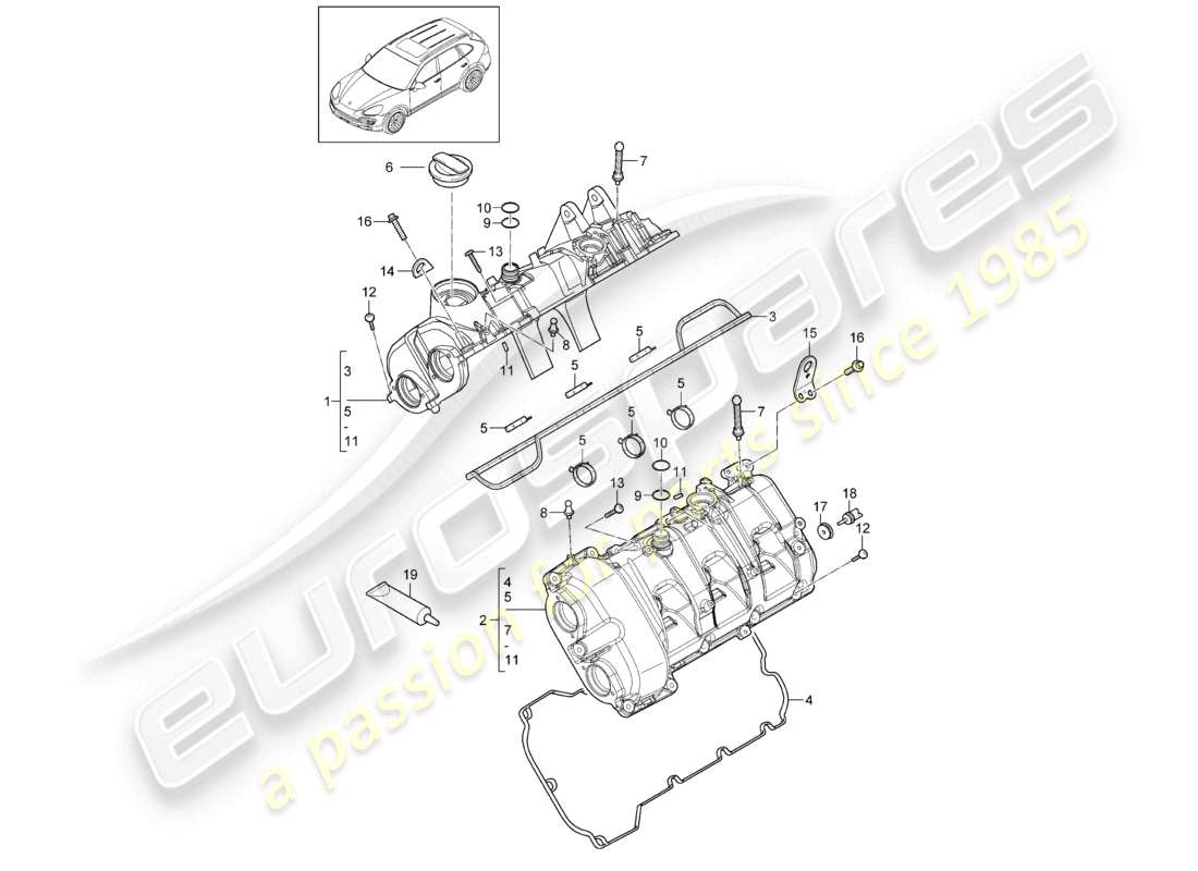 a part diagram from the porsche 2012 (cayenne e2 92a) parts catalogue