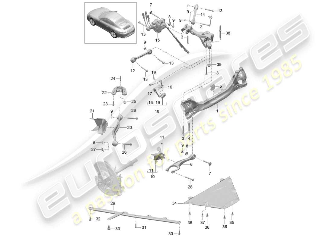 a part diagram from the porsche 2016 (991-1 turbo) parts catalogue
