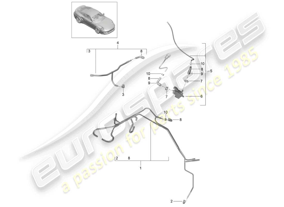a part diagram from the porsche 2019 (991-2 turbo) parts catalogue