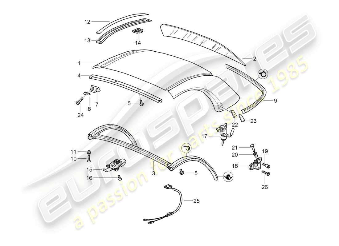 a part diagram from the porsche 2001 (986 boxster) parts catalogue