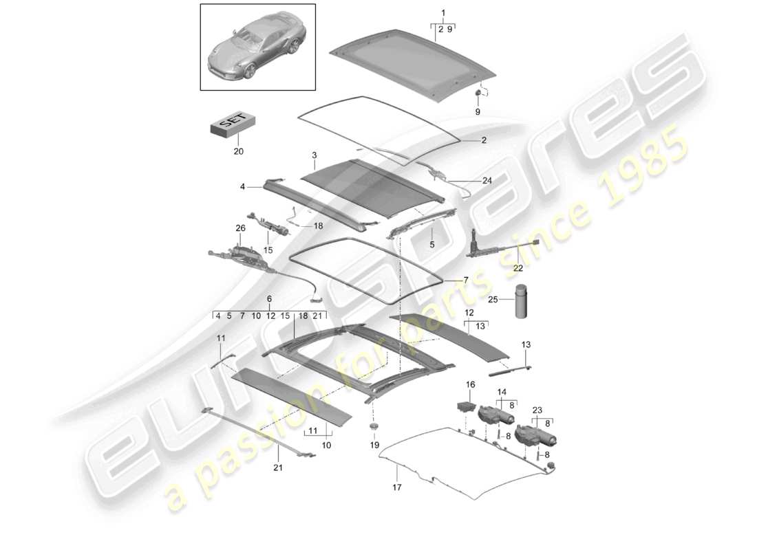 a part diagram from the porsche 991 parts catalogue