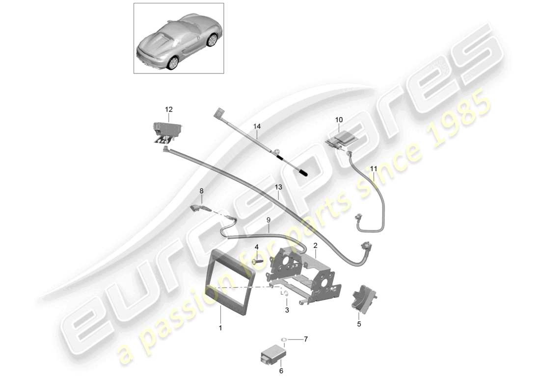 a part diagram from the porsche 2016 (981 boxster spyder) parts catalogue