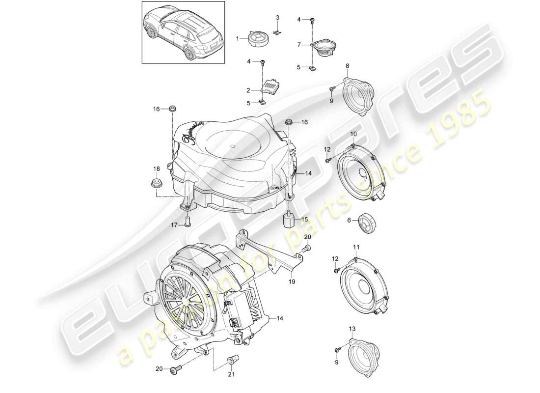 a part diagram from the porsche 2018 (cayenne e2 92a) parts catalogue