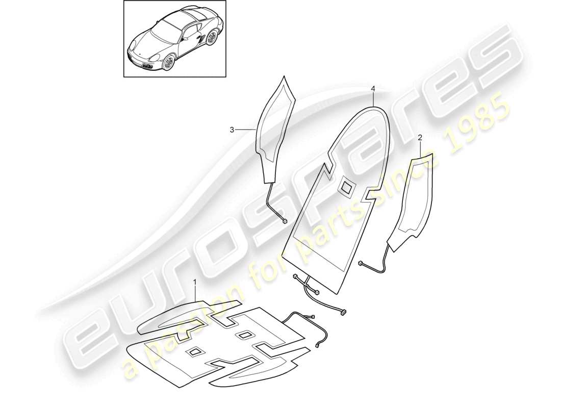VIEW PARTS DIAGRAMS FROM THE PORSCHE CAYMAN PARTS CATALOGUE a part diagram from the porsche cayman parts catalogue