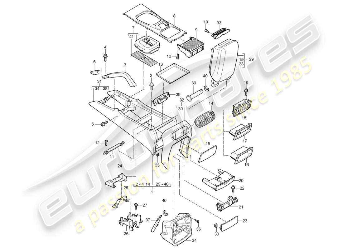 a part diagram from the porsche 2007 (cayenne e1 9pa) parts catalogue