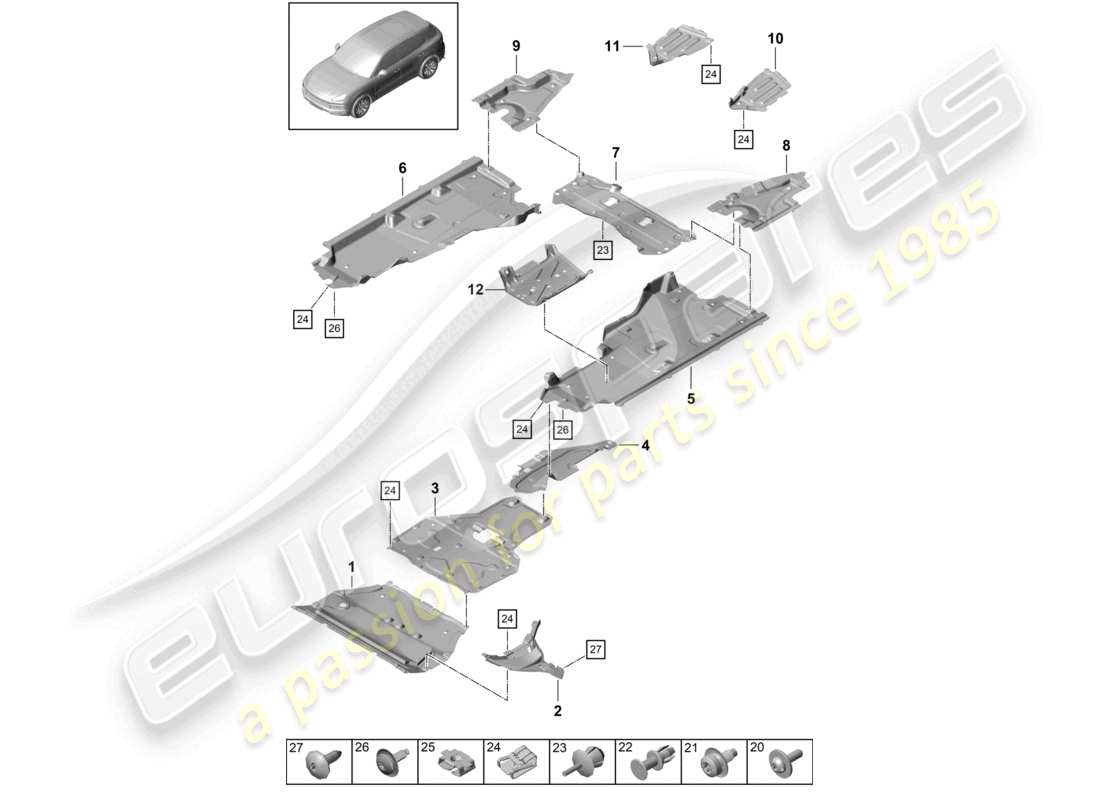 a part diagram from the porsche 2018 (cayenne e3 9ya/9yb) parts catalogue