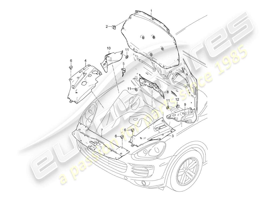 a part diagram from the porsche 2012 (cayenne e2 92a) parts catalogue