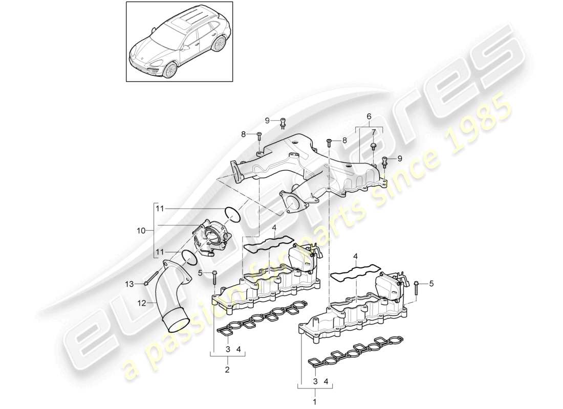 a part diagram from the porsche 2015 (cayenne e2 92a) parts catalogue