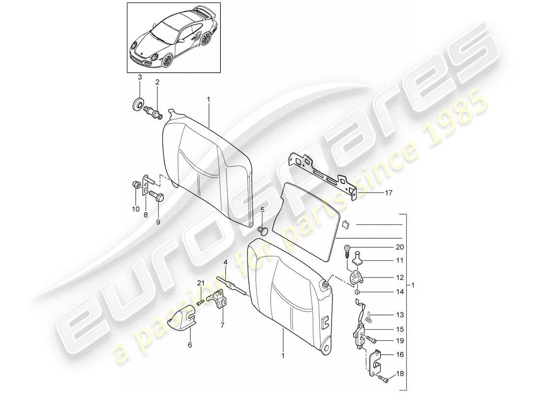 a part diagram from the porsche 2009 997-2 turbo / gt2 parts catalogue