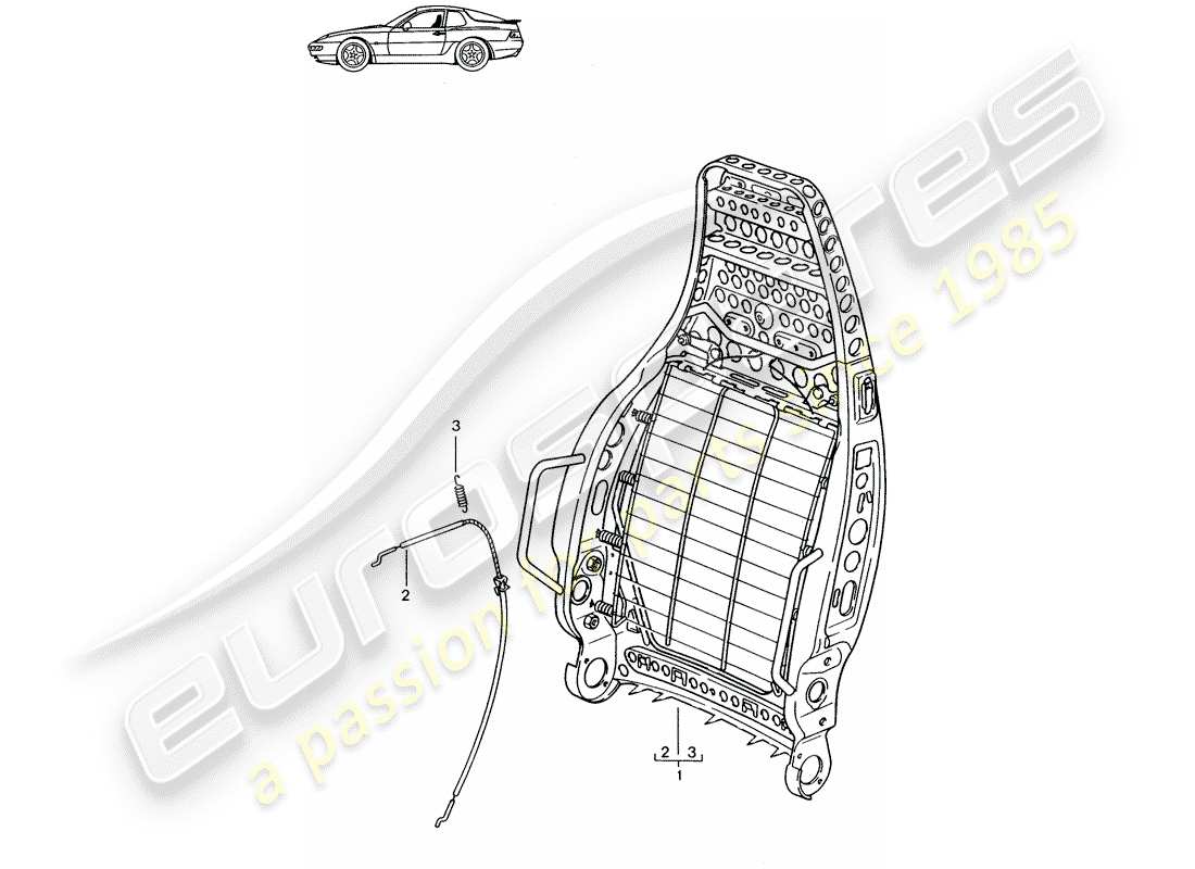 a part diagram from the porsche 1990 (seats for 944/968/911/928) parts catalogue