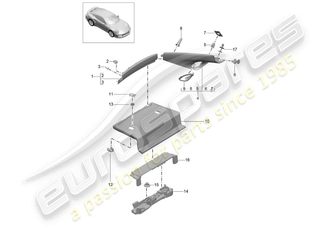 VIEW PARTS DIAGRAMS FROM THE PORSCHE 991 PARTS CATALOGUE a part diagram from the porsche 991 parts catalogue