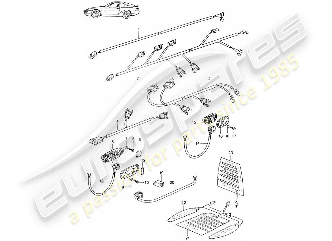 a part diagram from the porsche 1986 (seats for 944/968/911/928) parts catalogue