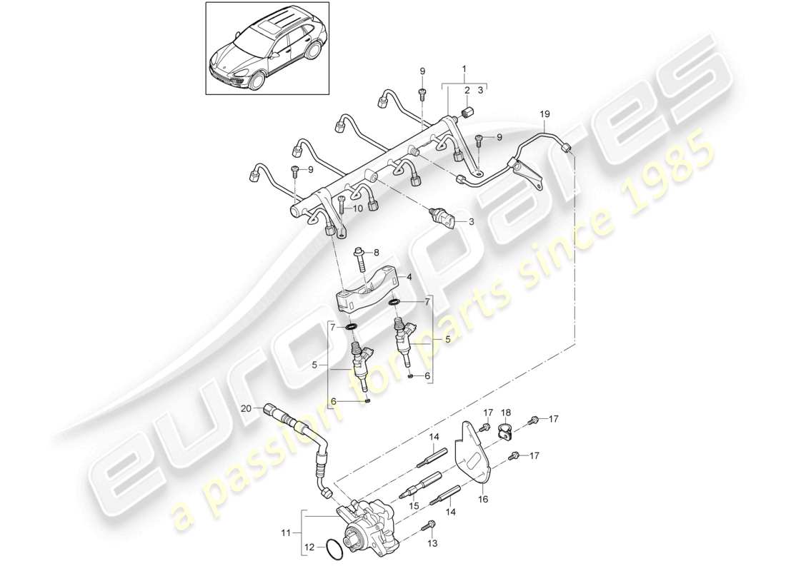 a part diagram from the porsche 2015 (cayenne e2 92a) parts catalogue
