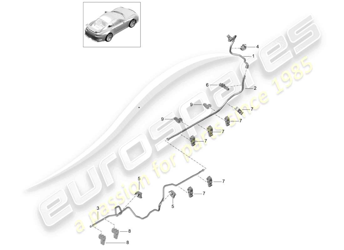 a part diagram from the porsche 2014 (991-1 r/gt3/rs) parts catalogue